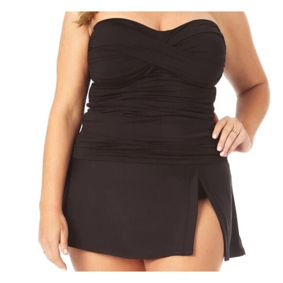 ANNE Cole Twist Front Underwire Bandeaukini Swim Top. NWT $78. Size 22W - Picture 3 of 5